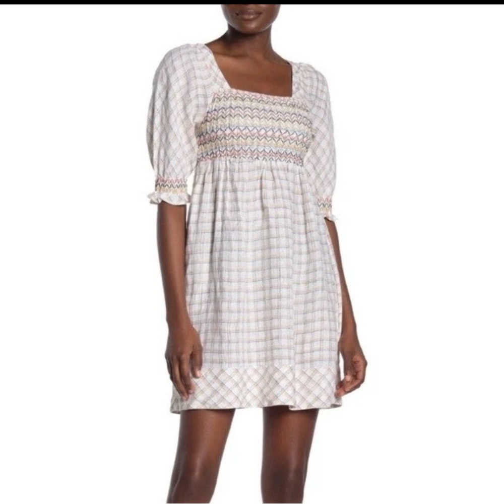 Faherty Women's Crispin Windowpane Smocked Lola Dress